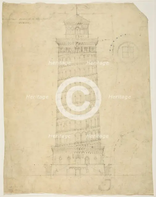 World's Columbian Exposition Elevated Electric Railroad Tower, Chicago, Illinois, Elevation, 1892. Creator: Peter Joseph Weber.