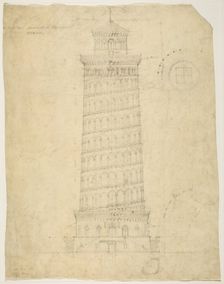 World's Columbian Exposition Elevated Electric Railroad Tower, Chicago, Illinois, Elevation, 1892. Creator: Peter Joseph Weber