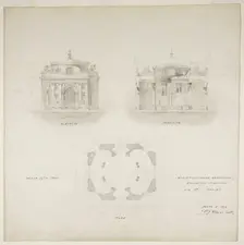 World's Colombian Exposition Chocolate-Menier Pavilion, Chicago, Plan, Elevation, and..., 1893. Creator: Peter Joseph Weber