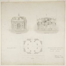 World's Colombian Exposition Chocolate-Menier Pavilion, Chicago, Plan, Elevation, and..., 1893. Creator: Peter Joseph Weber