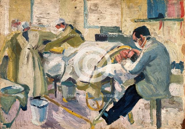 World War I: an operating theatre in a hospital ship, c1918. Creator: Jan Gordon.