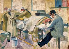 World War I: an operating theatre in a hospital ship, c1918. Creator: Jan Gordon
