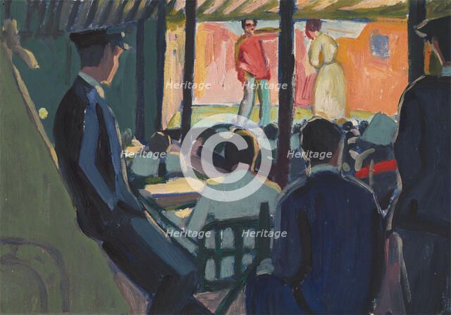 World War I: wounded sailors watching a play (at Netley Hospital?), (1918?). Creator: Jan Gordon.