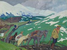 World War I: "transport of our wounded in Russia, 1918". Creator: Jan Gordon