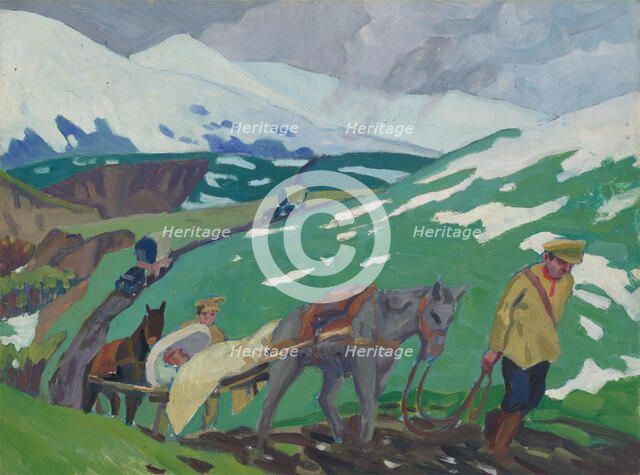 World War I: "transport of our wounded in Russia, 1918". Creator: Jan Gordon.