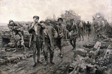World War I: transport of the wounded. Creator: Ugo Matania