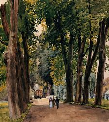 World War I: Trinity College Cambridge, the Lime Walk..1st Eastern General., c1910s. Creator: Walter Ernest Spradbery