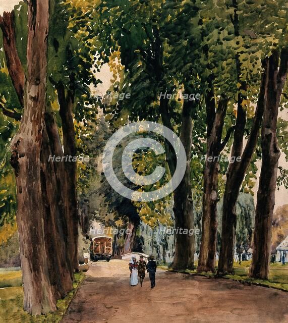 World War I: Trinity College Cambridge, the Lime Walk..1st Eastern General., c1910s. Creator: Walter Ernest Spradbery.