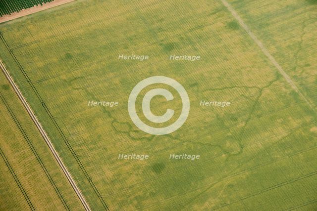 World War Two practice trench crop mark, near Birchington, Kent, 2015. Creator: Historic England.