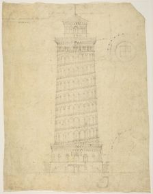 World's Columbian Exposition Elevated Electric Railroad Tower, Chicago, Illinois, Elevation, 1892. Creator: Peter Joseph Weber