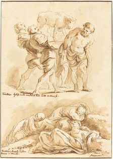 Worship of the Golden Calf and Christ on the Mount of Olives, 1775. Creator: Jean Claude Richard Saint-Non