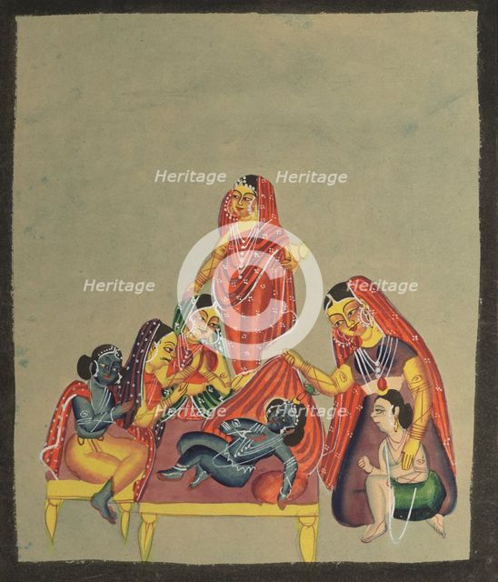 Worship of the Infant Krishna, 1800s. Creator: Unknown.