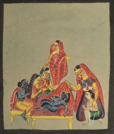 Worship of the Infant Krishna, 1800s. Creator: Unknown