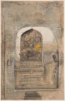 Worship of stone image of Shiva and Parvati within a lingam, c. 1710. Creator: Unknown
