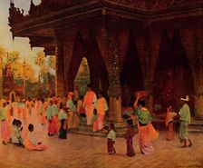 Worshippers at a Shrine of Gautama 1913. Artist: James Raeburn Middleton