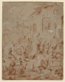 Worshippers at a Street Shrine, 1730/40. Creator: Alessandro Magnasco (Italian, 1667-1749)
