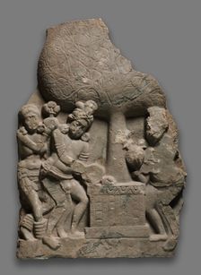 Worshippers Giving Offerings to the Bodhi Tree, 100s. Creator: Unknown