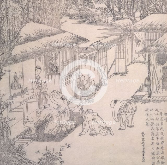 Worshipping at a shrine, 18th century?  Creator: Unknown.