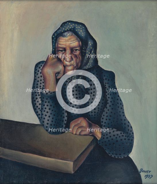 Worry (Old Woman Leaning on Arm), 1927. Creator: Konstantin Bauer.