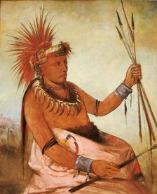 Wos-cóm-mun, Busy Man, a Brave, 1832. Creator: George Catlin
