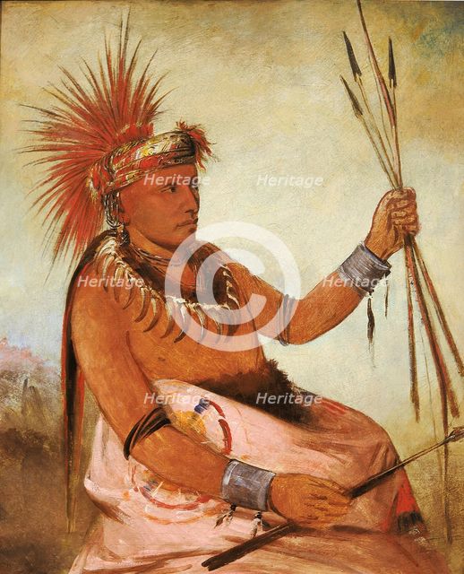 Wos-cóm-mun, Busy Man, a Brave, 1832. Creator: George Catlin.