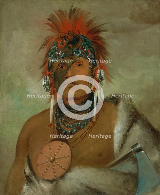 Wá-hón-ga-shee, No Fool, a Great Fop, 1832. Creator: George Catlin.