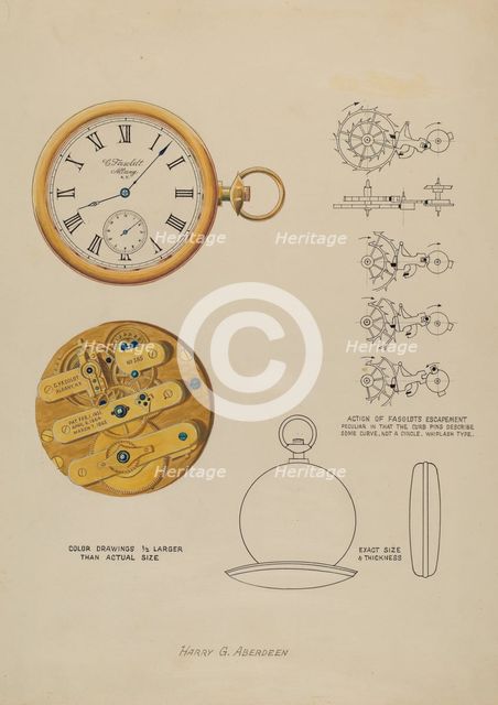 Watch and Case, c. 1937. Creator: Harry G Aberdeen.