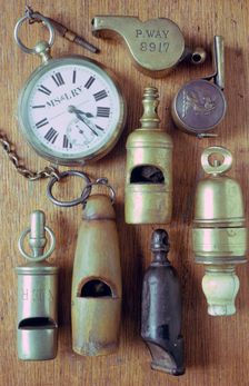 Watch and whistles, National Railway Museum, York, North Yorkshire. Creator: Tony Evans