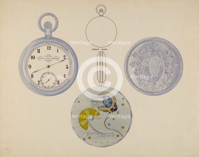 Watch, Dial and Frame, c. 1936. Creator: Harry G Aberdeen.