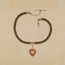 Watch Fob with Human Hair Chain, c. 1936. Creator: Kathryn Uhl