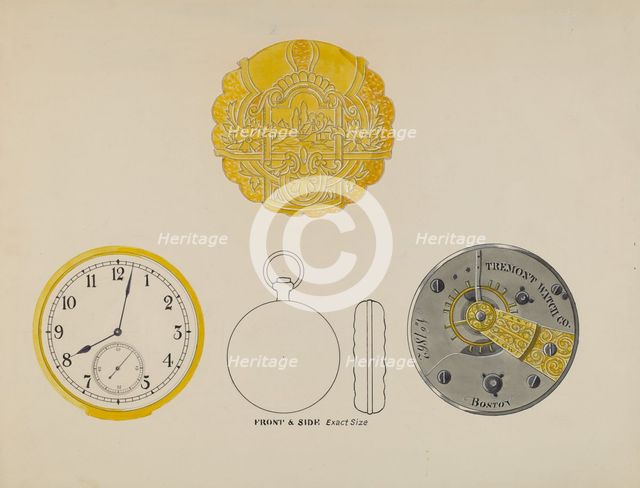 Watch, Face and Case, c. 1936. Creator: Harry G. Alexander.