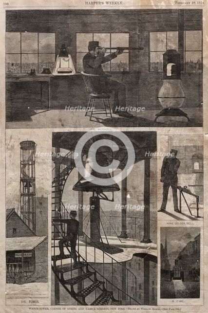 Watch-Tower, Corner of Spring and Varick Streets, New York, 1874. Creator: Winslow Homer (American, 1836-1910).
