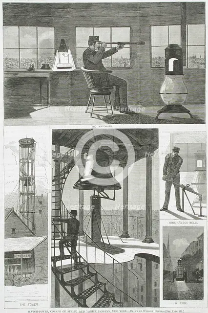 Watch-Tower, Corner of Spring and Varick Streets, New York, 1874. Creator: Unknown.