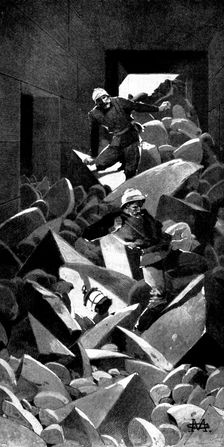 Watched by the Moonlight: I had got nearly to the bottom, when a stone...gave way..., 1898. Creator: Unknown