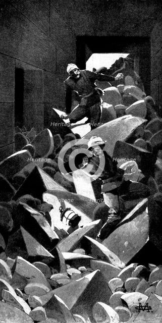 Watched by the Moonlight: I had got nearly to the bottom, when a stone...gave way..., 1898. Creator: Unknown.