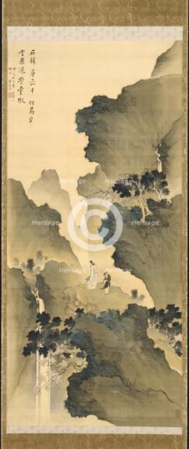 Watching a Waterfall, 1790. Creator: Tani Bunch? (Japanese, 1763-1841).