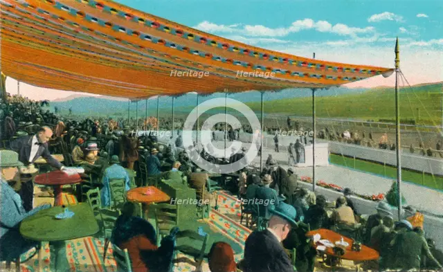 'Watching the Races in front of Club House, Agua Caliente Jockey Club', c1939. Artist: Unknown.
