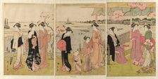 Watching the Shellfish Gathering during Low Tide at Shinagawa..., late 18th-early 19th century. Creator: Hosoda Eishi