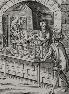 Watchmaker workshop, 16th century (1877). Creator: Jost Ammon