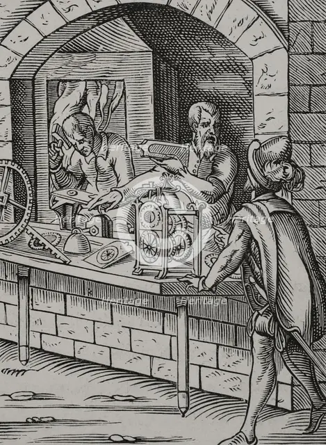 Watchmaker workshop, 16th century (1877). Creator: Jost Ammon.