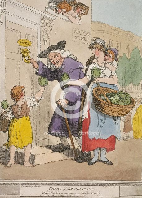 'Water Cresses, come buy my Water Cresses', plate V of Cries of London, 1799. Artist: H Merke