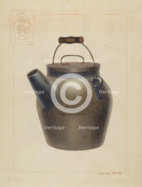 Water Crock, c. 1938. Creator: Vincent P. Rosel.