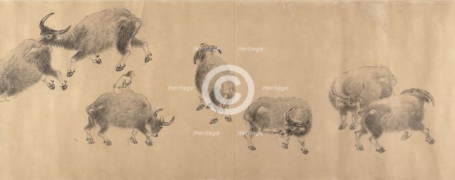Water Buffaloes, dated 1639. Creator: Zhang Hong.