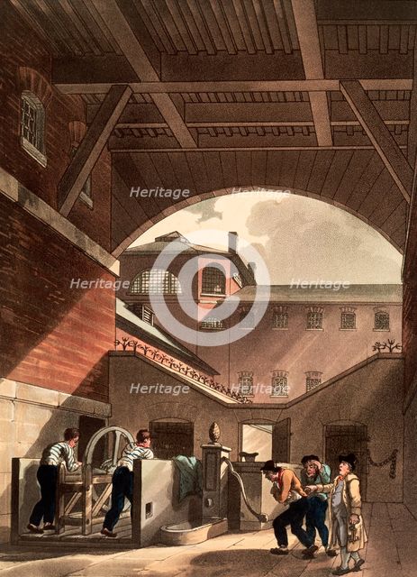 Water engine at Cold Bath Fields Prison, London, 1808. Creators: Augustus Charles Pugin, Thomas Rowlandson.
