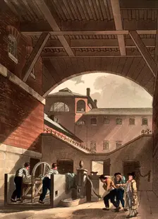 Water engine at Cold Bath Fields Prison, London, 1808. Creators: Augustus Charles Pugin, Thomas Rowlandson