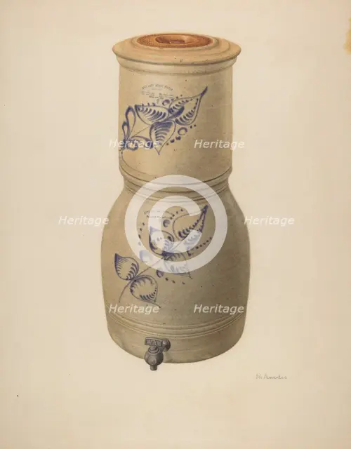 Water Filter and Cooler, c. 1938. Creator: Nicholas Amantea.