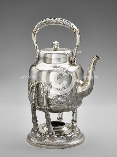 Water kettle with lid and stand, 1881. Creators: Dominick and Haff, Giles Brothers and Company.