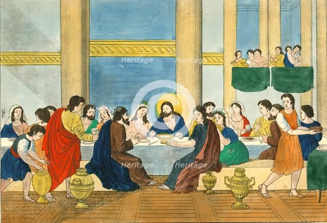 Water into Wine at Cana, (19th century?). Artists: Weenix, N v d Linden.