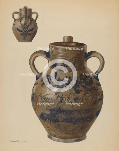 Water Jug, 1935/1942. Creator: Yolande Delasser.