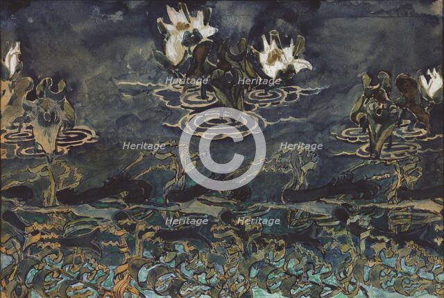 Water Lilies. Artist: Vrubel, Mikhail Alexandrovich (1856-1910)